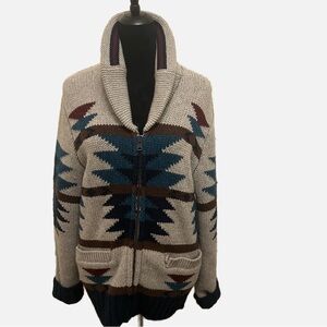 DAVID HARTxGAP Men’s 100% Lambswool Full Zip Sweater Fisherman Academic Small